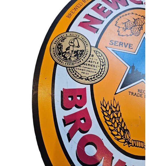 Newcastle Brown Ale Sign The One And Only Fiberboard Beer Label Double Sided - Picture 12 of 15